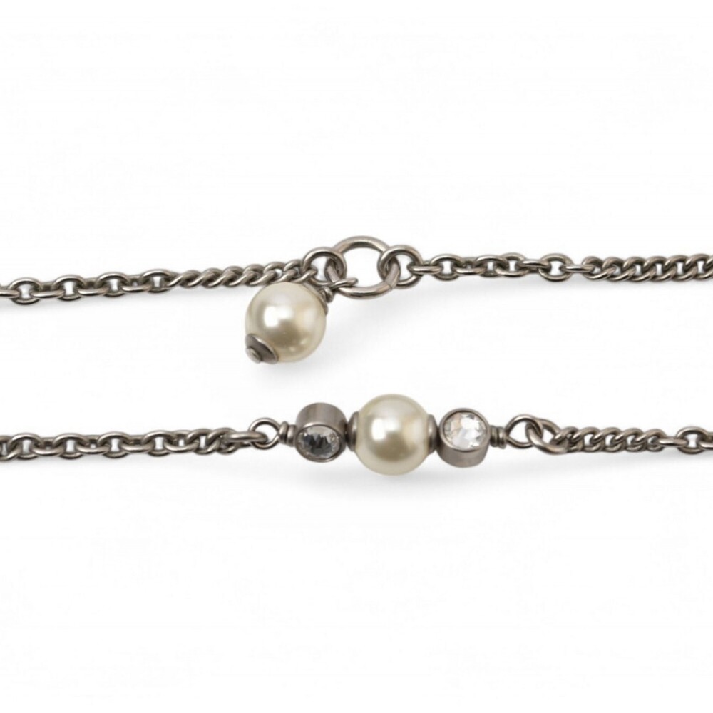 CHANEL Authentic Silver Pearl Logo Necklace - Picture 4 of 10